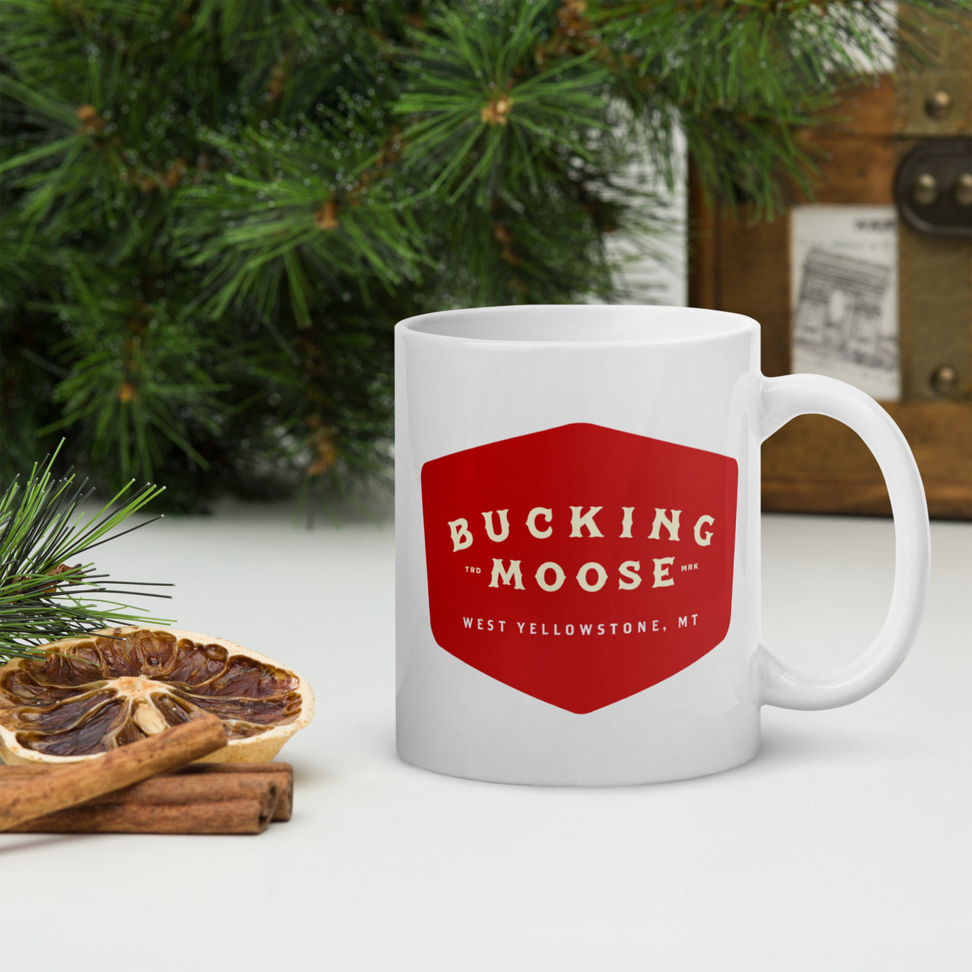 White Glossy Bucking Moose Mug